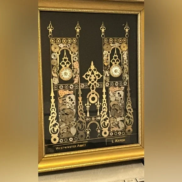 Big Ben & Westminster Abbey SET 70s Horological Collage Art L Kersh Of London